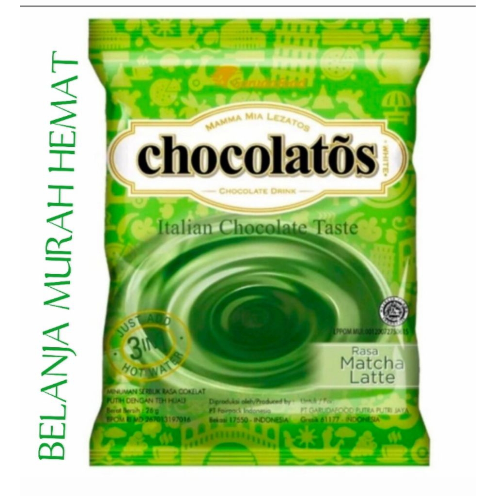 

PAKET 5 BUNGKUS CHOCOLATOS DRIK CHOCOLATE MATCHA