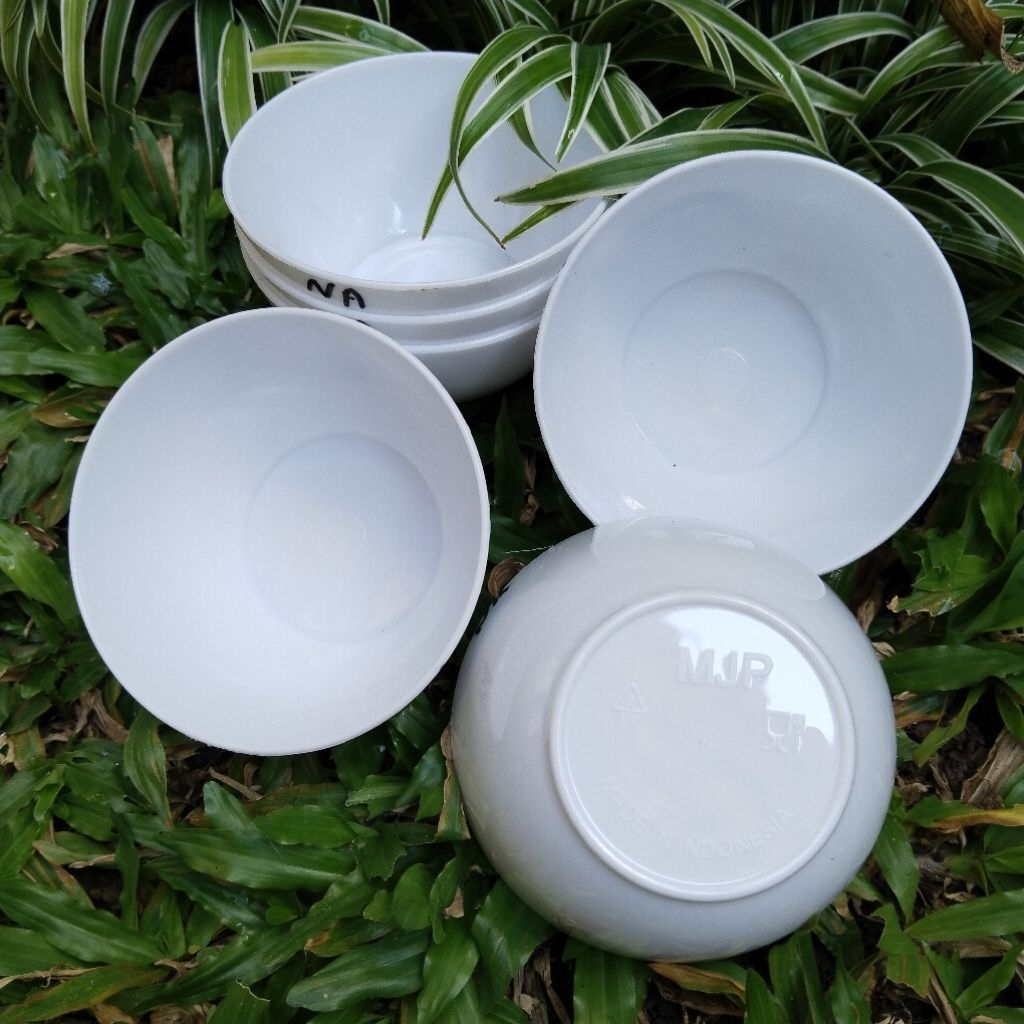 Mangkok Plastik Nasi / Sup Prasmanan Putih Polos