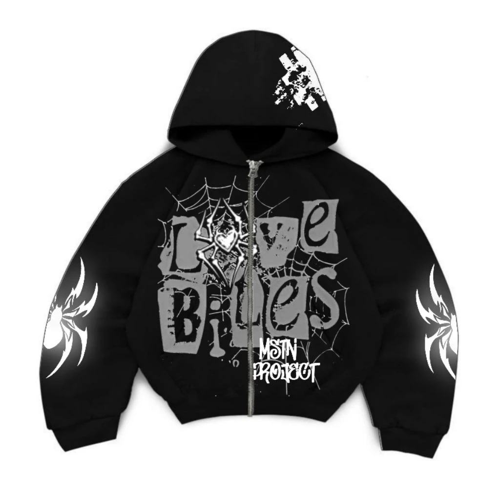 MoshingTown - Hoodie Zipper Boxy Oversized LOVE RULES Sablon Menyala  Flashlight High Quality Best S