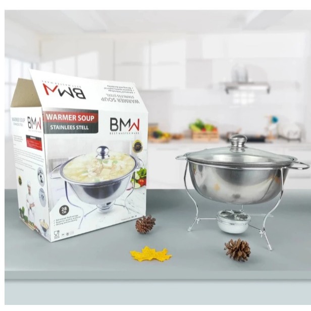 Panci Prasmanan Warmer Stove Tempat Wadah Lauk Sayur Makanan Tutup Kaca Panci Set Stainless Steel