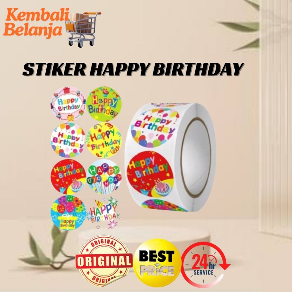 

Stiker Happy Birthday 1 Roll ( Isi 500 Pcs )/ Stiker Selamat Ulang Tahun/ Stiker Ucapan/ Stiker Lucu/ Stiker Murah