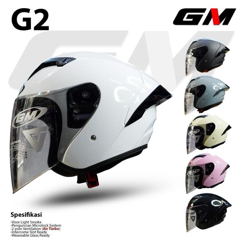Helm GM G2 SINGLE VISOR LIGHT SMOKE - Helm Half face GM G2 ORI