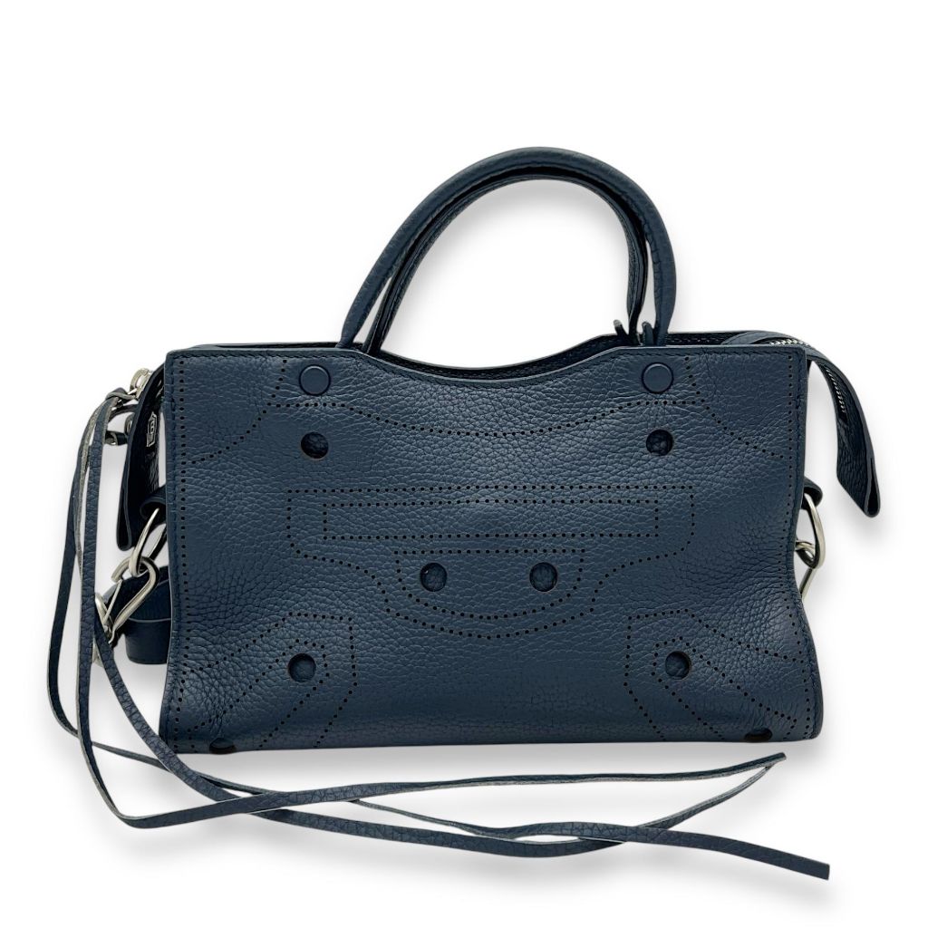 Balenciaga City Blackout Mini Blue Top Handle Bag in Calfskin Preloved