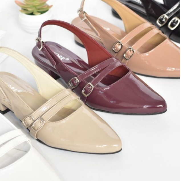 Tiara sandal sepatu wanita tali belakang hak 3cm