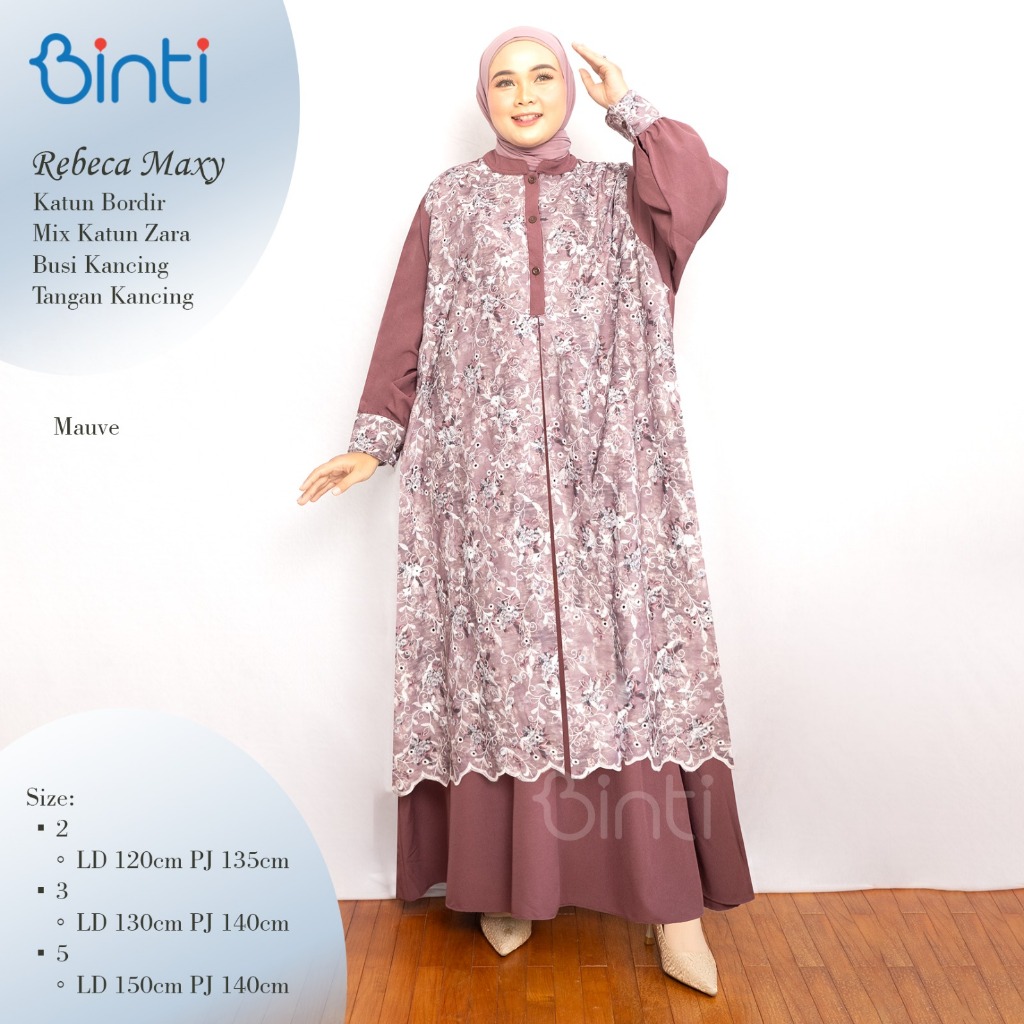 Baju Rebecca Maxy Gamis Jumbo Katun Bordir Busui Ld 150 130 120