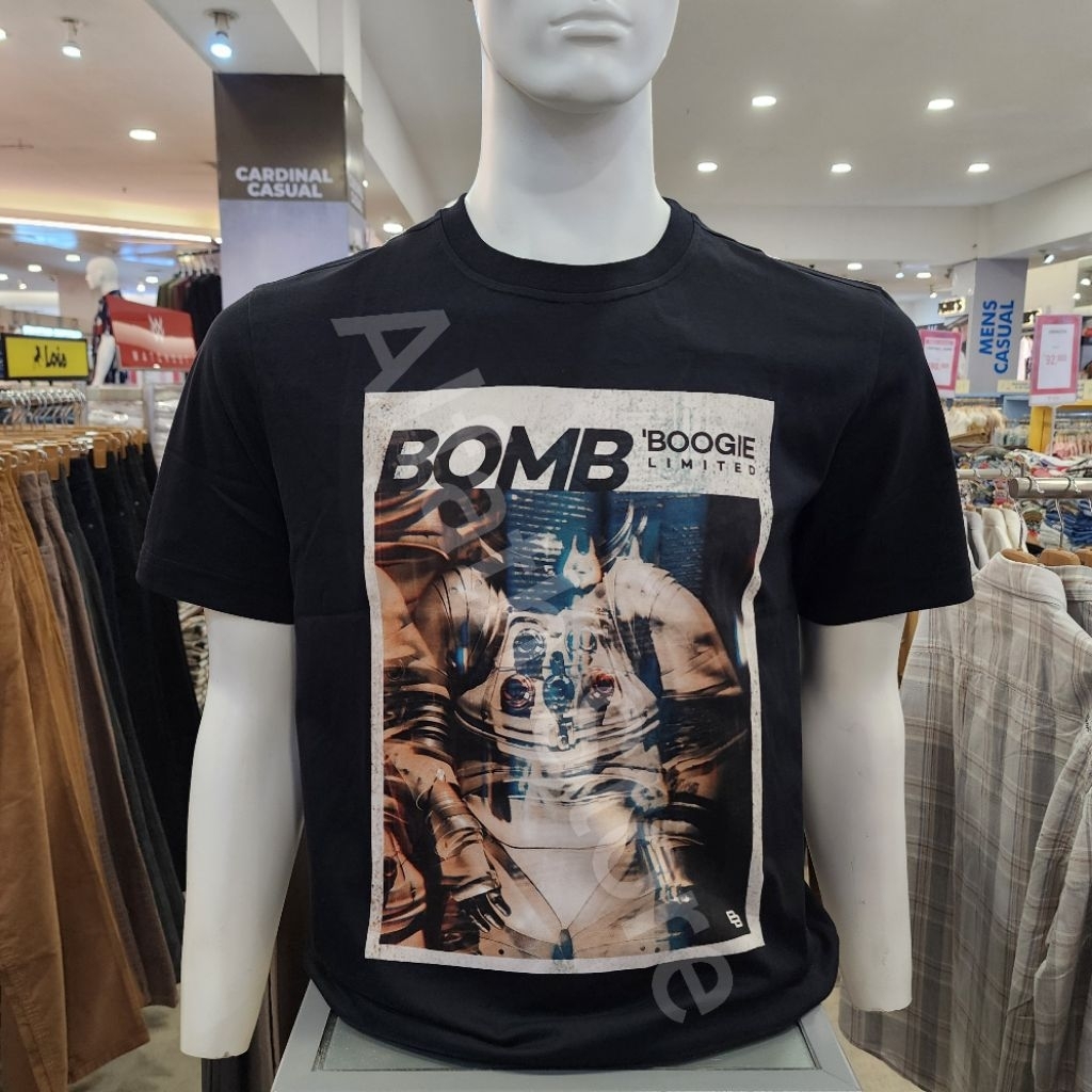 Kaos Pria Bombboogie Original Tshirt Casual Cotton Premium hitam 12E96B4BK