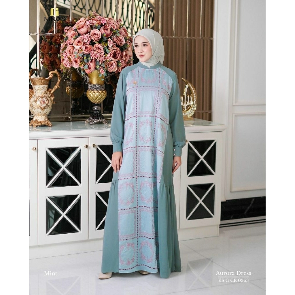AURORA DRESS ORI BY NINOS DESIGN / GAMIS BORDIR / GAMIS SIMPEL / GAMIS ELEGANT / GAMIS POLOS BORDIR 