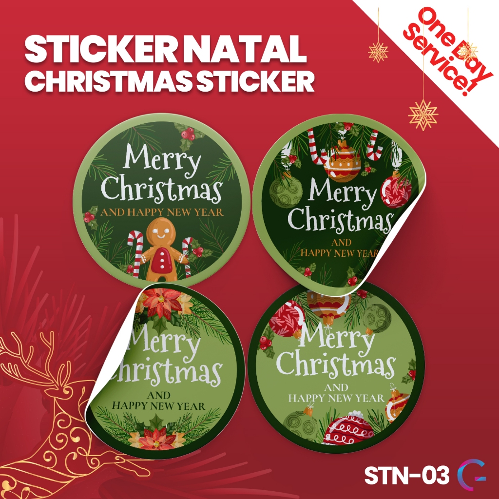 

Set Sticker Christmas Hampers | Sticker Label Kemasan Tema Natal | STN-03