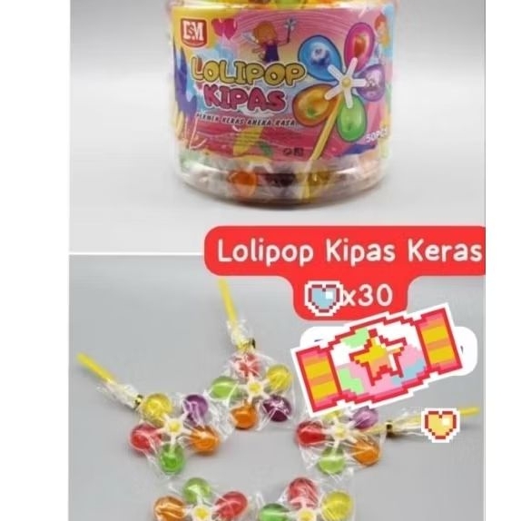 

PERMEN lolipop keras Bentuk kipas ISI 30PCS