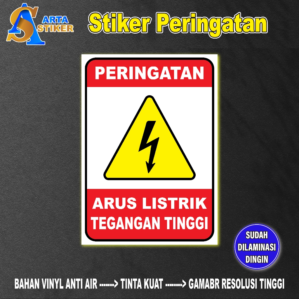 

024. Stiker Panel Listrik Tegangan Tinggi | Peringatan Awas Listrik stiker K3/ stiker vynil tahan air