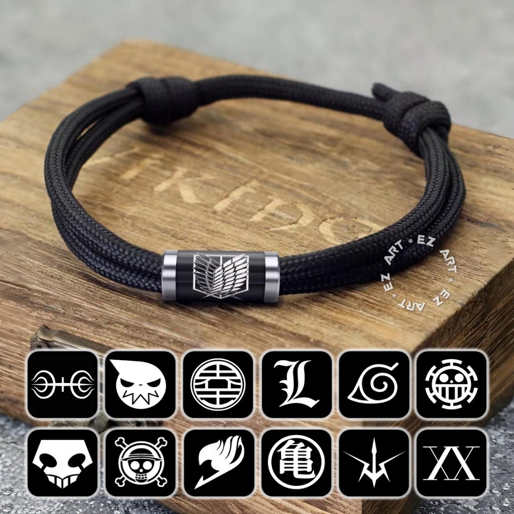 Gelang Fashion Simbol Logo Anime One Piece Naruto Attact on Titan Fairy Tail Dragon Ball Bleach Deat