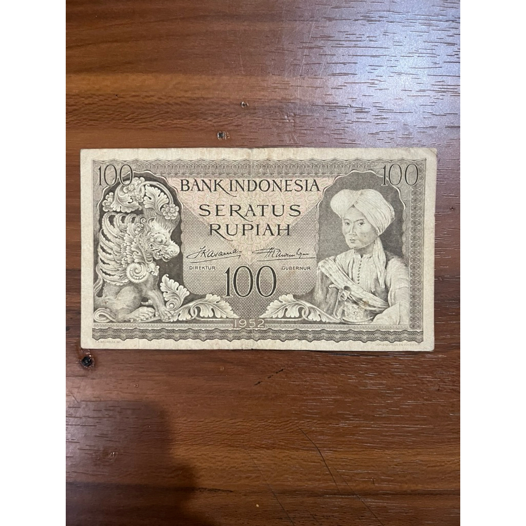 Uang Kertas 100 Rupiah 1952 Seri Budaya Koleksi Kuno
