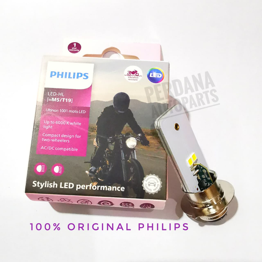 Lampu LED Motor Philips Ultinon 1001 motoLED M5/T19 12v 4.5w Putih 6000K AC/DC Vario Old, Beat, Spac