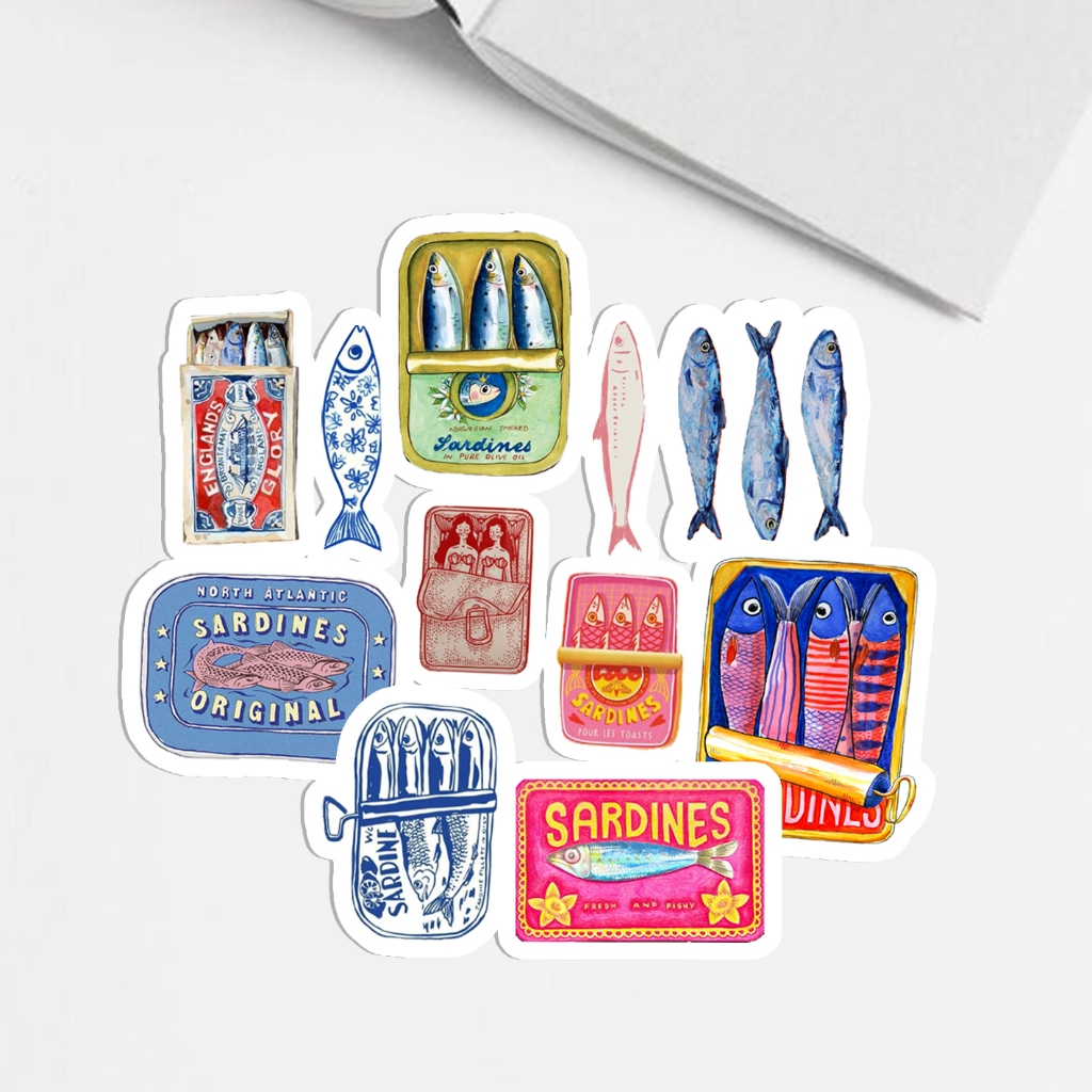 

PeelPop - Stiker Sardines / Fish Art | vinyl | waterproof | glossy
