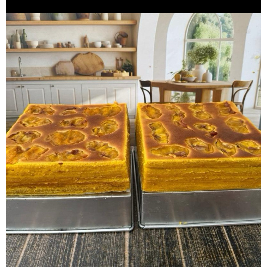 

Kue Lapis legit CEMPEDAK PREMIUM 1 loyang 20x20cm lapis premium daging cempedak asli Food