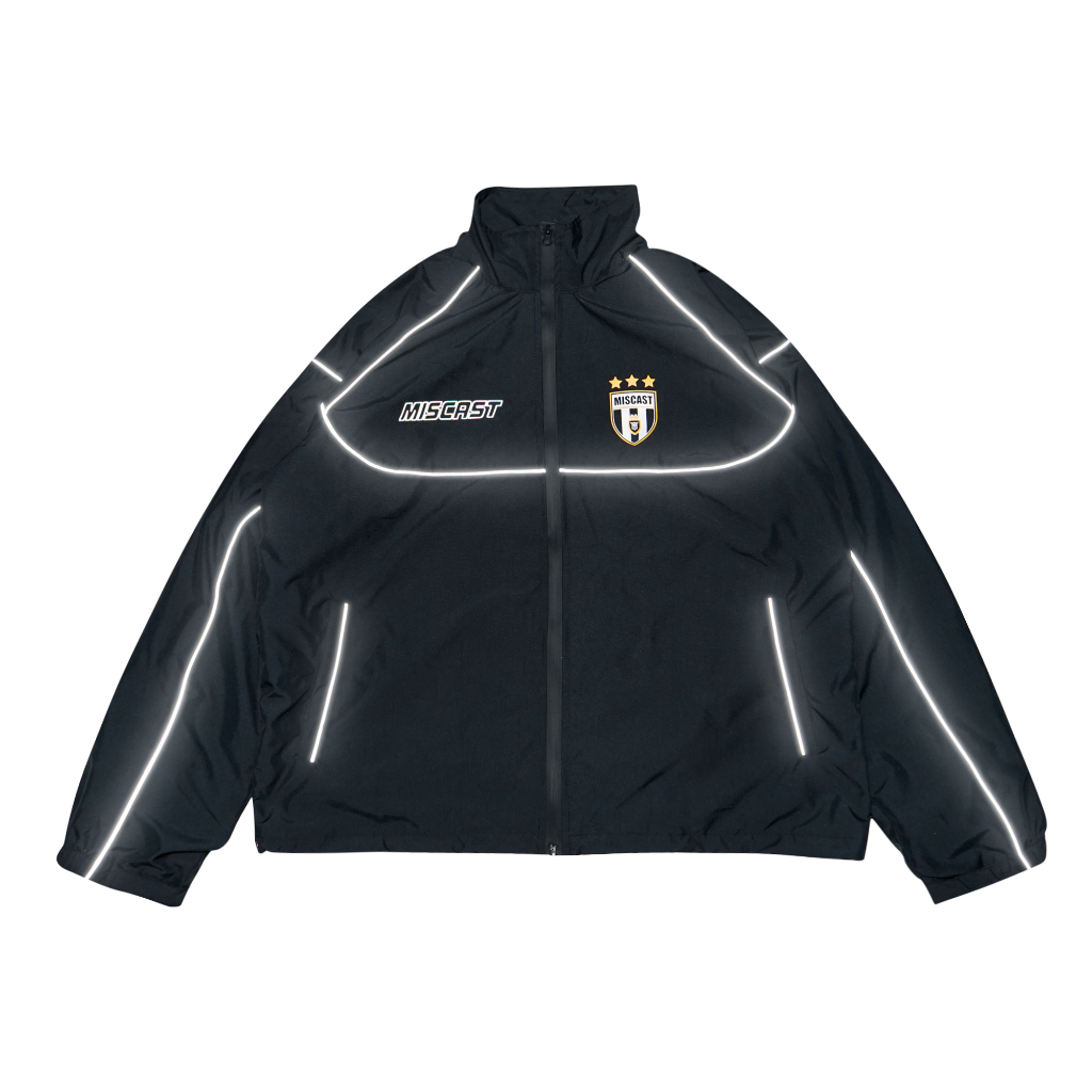 Miscast Tracksuit Jacket Reflective Vintage Feast Hitam