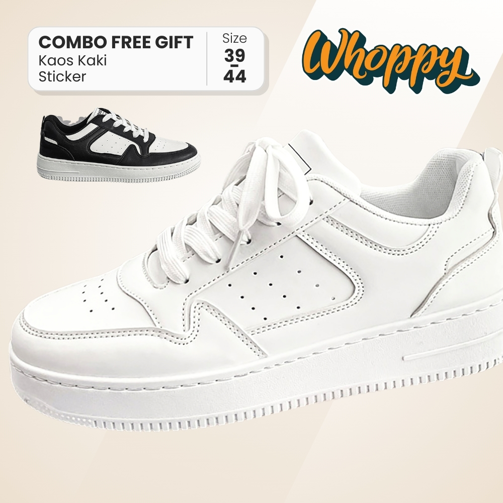 Whoppy Trixy SL40 Sepatu Keren Sneakers Pria Hitam Putih Polos