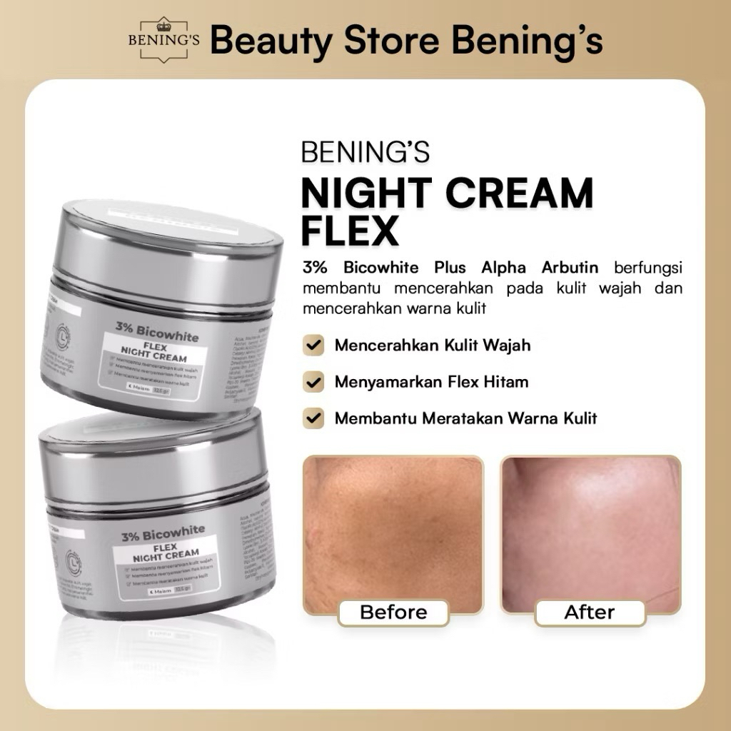 Bening's Exclusive Night Cream Flek | Cream Malam Flek dan Pencerah Benings clinic