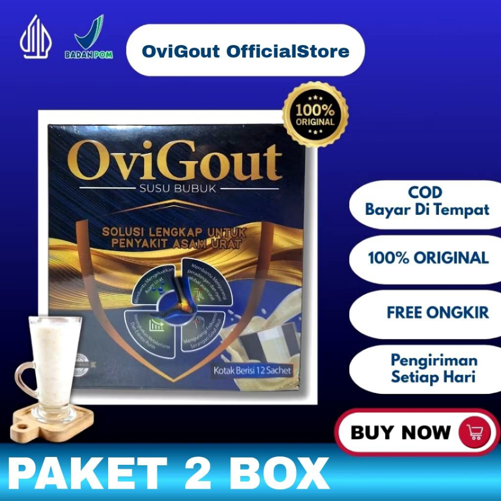 

2 BOX OVIGOUT MILK SUSU ASLI ORIGINAL OBAT ASAM URAT NYERI SENDI KOLESTROL