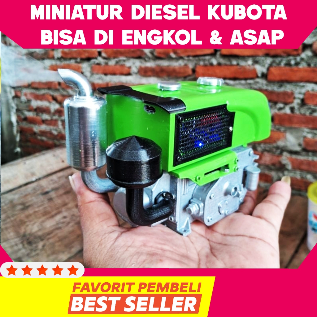 Miniatur mesin diesel kubota bisa hidup dan keluar asap