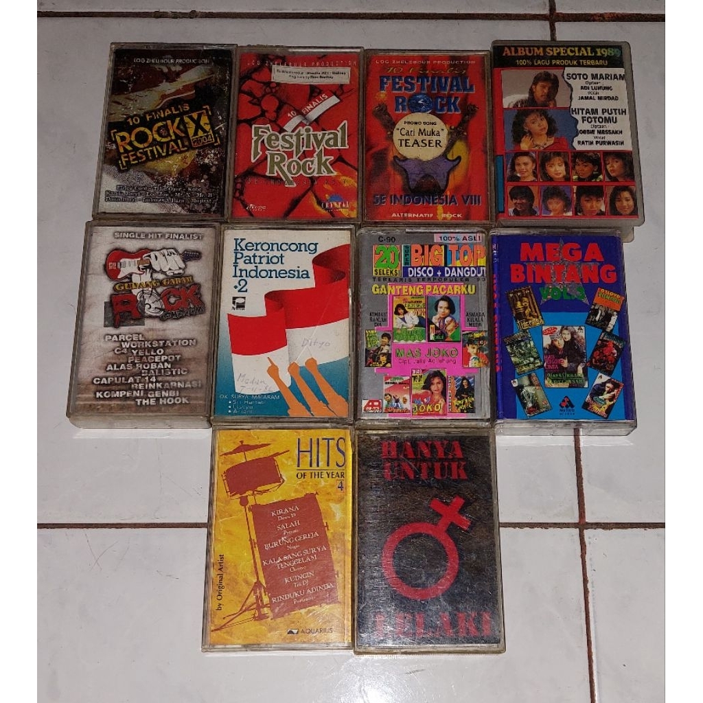 kaset pita 10 FINALIS ROCK FESTIVAL X / 10 FINALIS ROCK FESTIVAL 7 / 10 FINALIS ROCK FESTIVAL VIII /