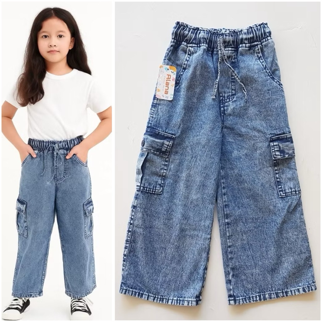Kulot / Celana Panjang Soft Jeans Anak Perempuan Umur 10,12,14 FIT TO 6-9 TAHUN