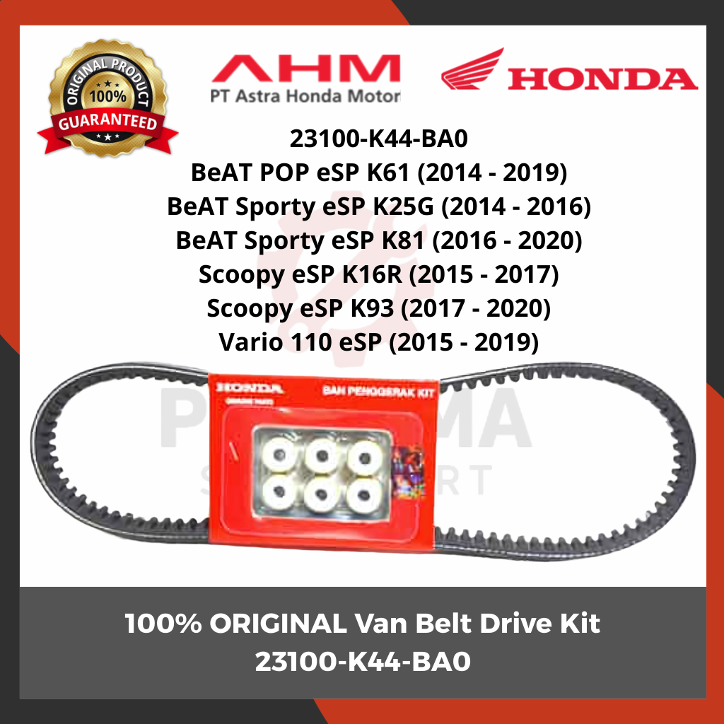 Van Belt + Roller Honda 23100-K44-BA0 BeAT Scoopy Vario 110 eSP Original AHM Genuine Part | 23100K44