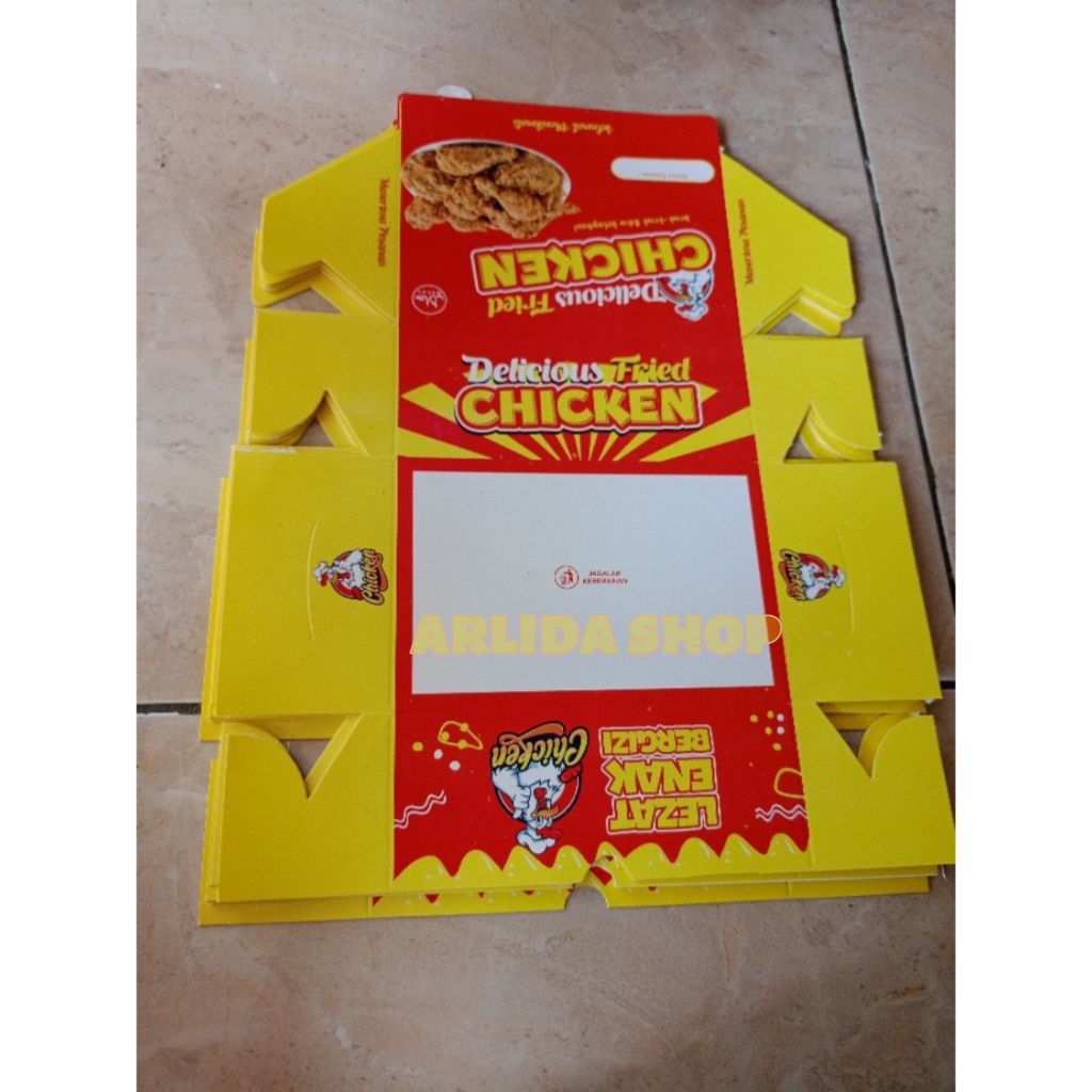

100 Lembar Dus Fried Chicken Ukuran 15x10x6 cm / Wadah Fried Chiken / Box Fried Chicken / Kemasan Fried Chicken / Kardus Bungkus Fried Chicken