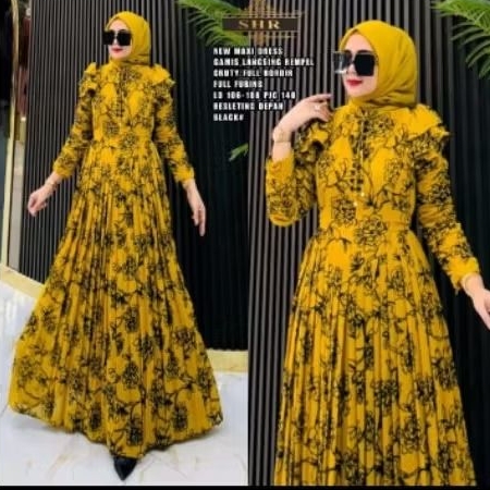 Maxi dress wanita muslim ceruty Raiya by SHR Ori