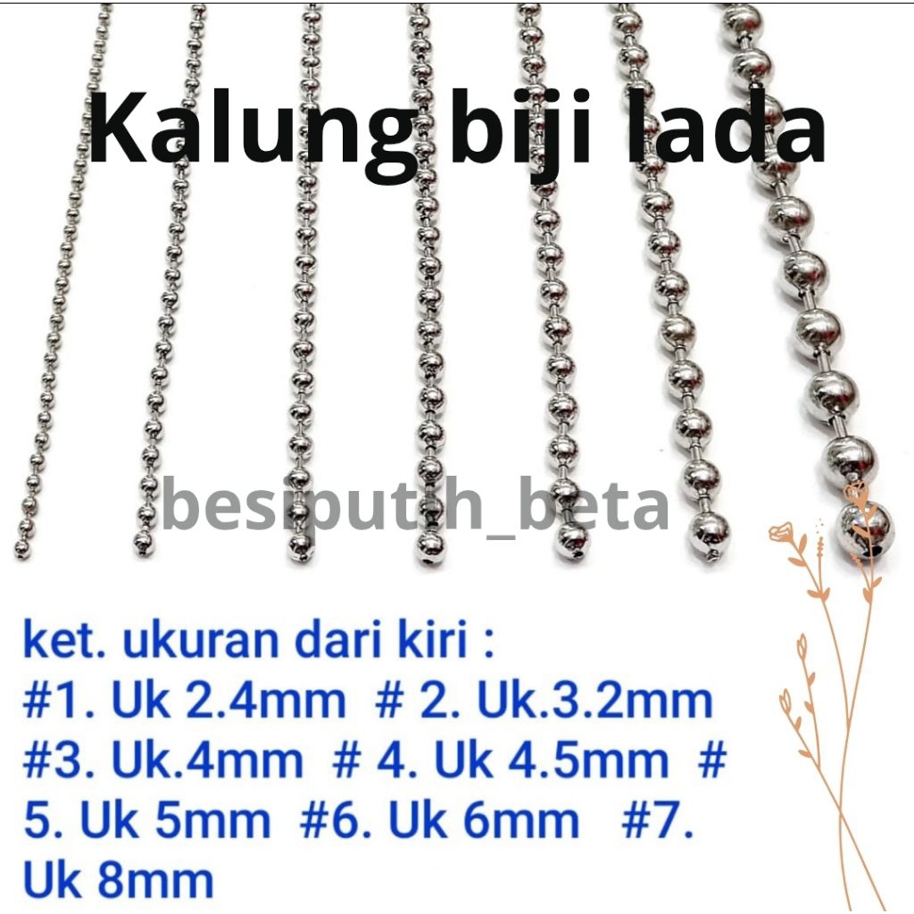 kalung besi putih ambon / kalung besi putih biji lada