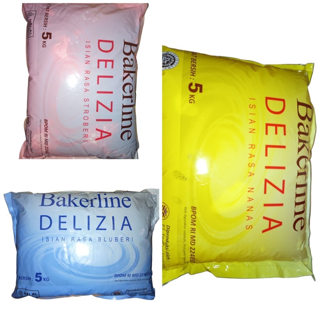 

Bakererline Delizia c8 jam spread selai isian roti rasa buah 5kg