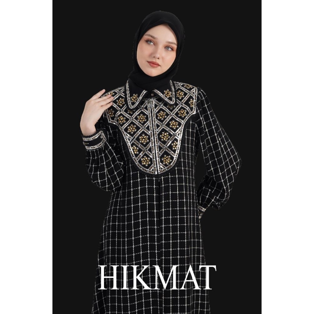 Abaya Hikmat Diskon A3826 include Kerudung original terlaris tangan pertama