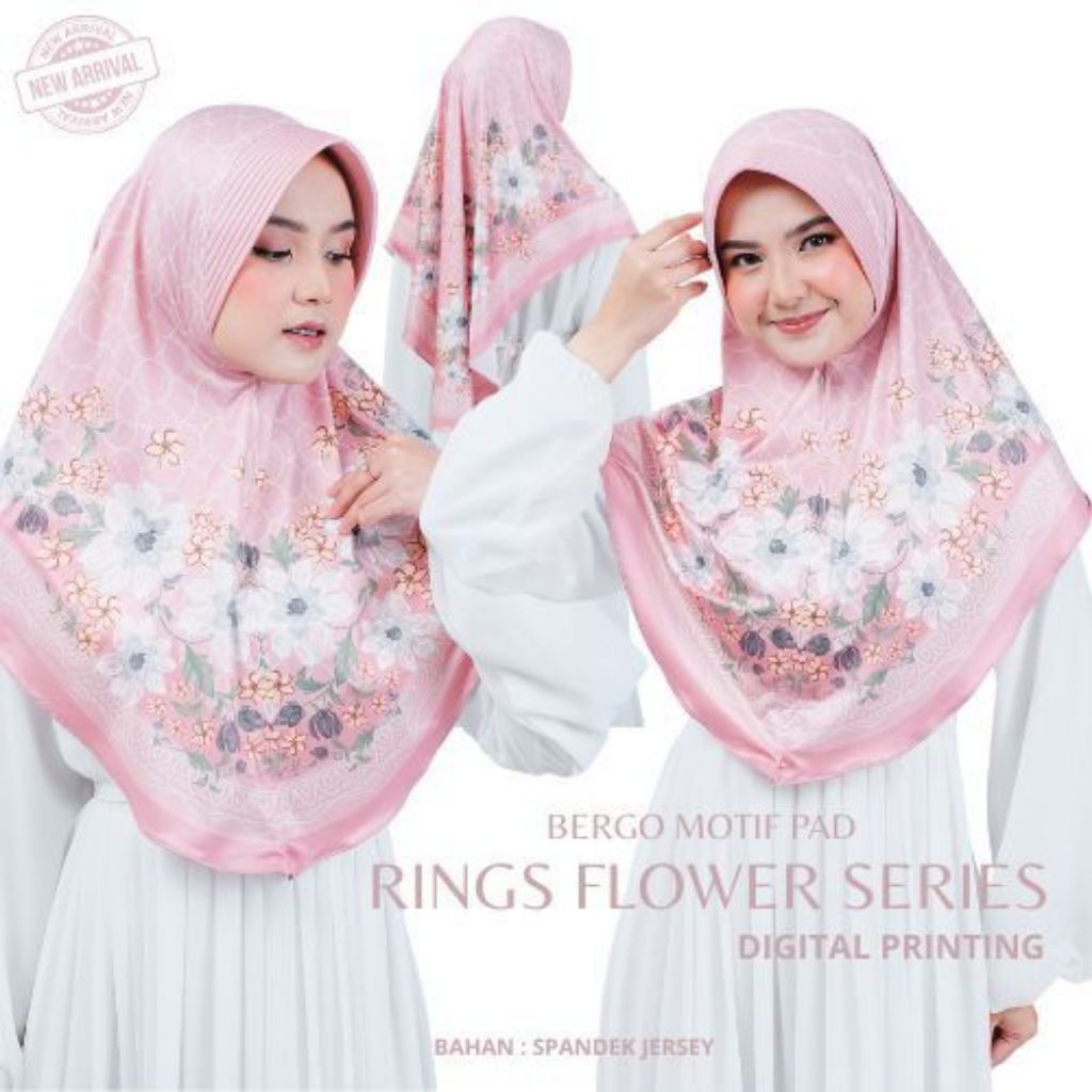 HIJAB BERGO/HIJAB INSTAN PAD/HIJAB INSTAN MOTIF PAD BUNGA