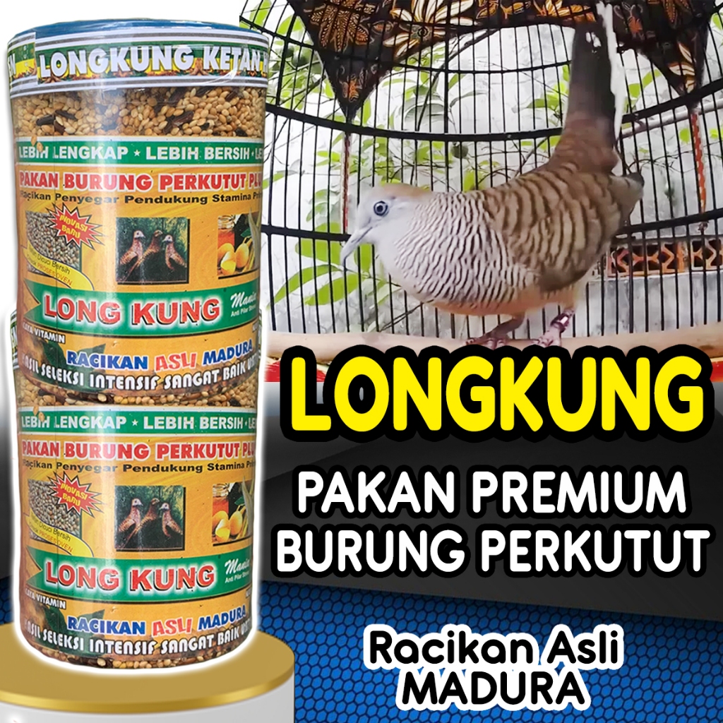 Pakan Burung Perkutut LONGKUNG 450 Gram - Suara Bening, Rajin Bunyi, Tanpa Pengawet
