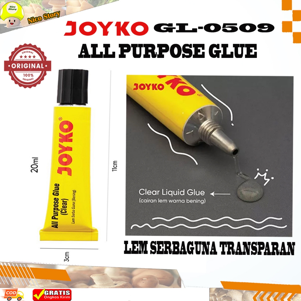 

(NCS) Lem Joyko GL-0509 All Purpose Glue 20ml Lem Kertas Serbaguna Bening Transparan Joyko Cair Bening GL 0509