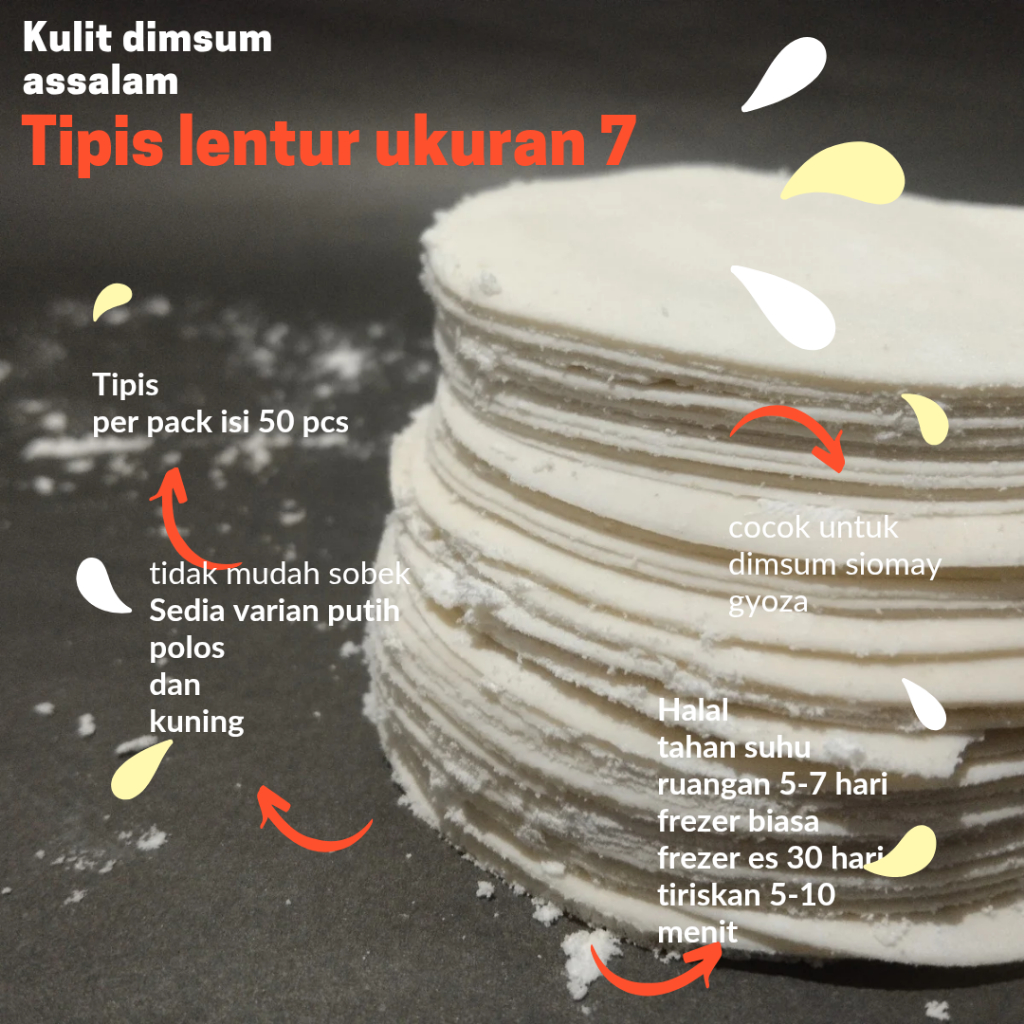 

Kulit dimsum siomat gyoza pangsit kotak polos uk.7,5 cm isi 50 lembar