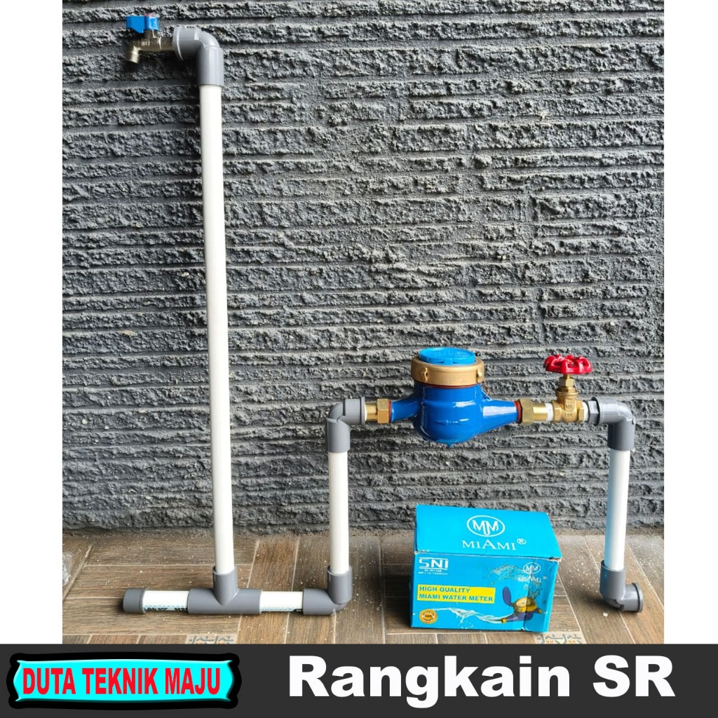 PAKET Meteran Air Besi 1/2' inch Rangkaian SR SNI PDAM / Water Meter Besi Lengkap