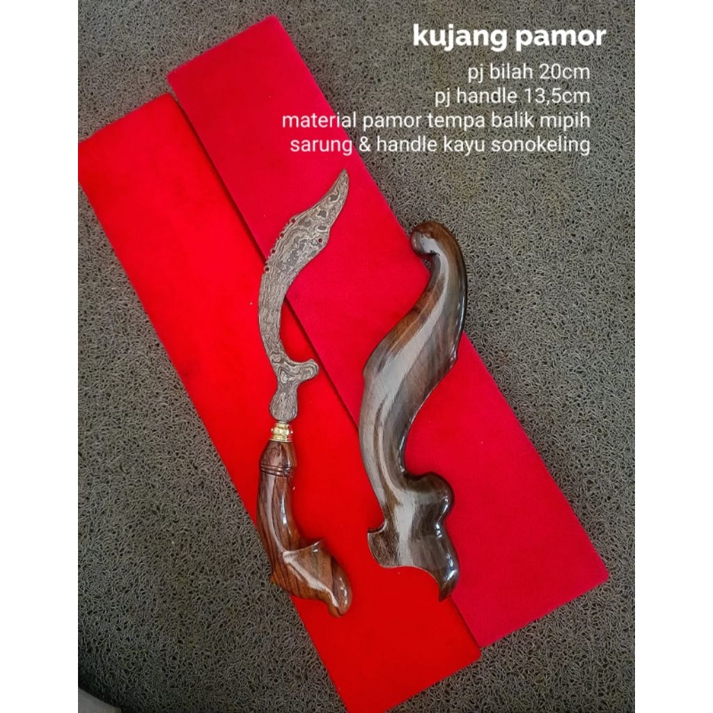 Kujang pamor asli ukuran besar motif kayu sonokeling