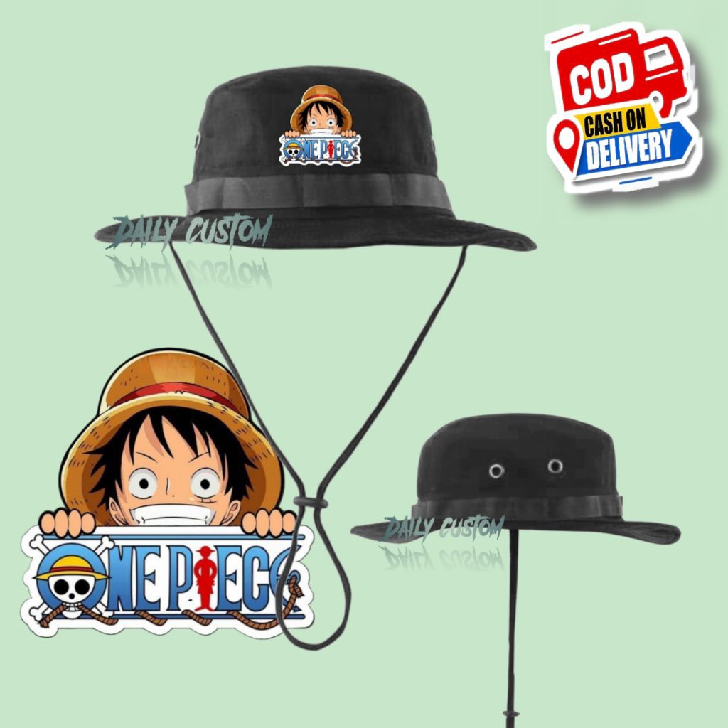 Topi Rimba One Piece Monkey D Luffy Logo Topi Gunung Adventure Outdoor Pendaki Casual Unisex