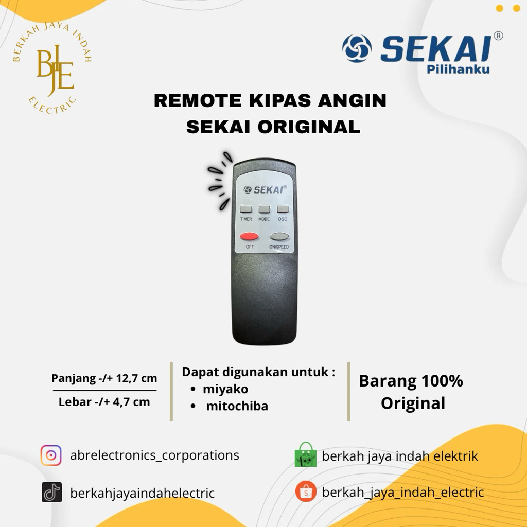 REMOTE KIPAS ANGIN SEKAI ORIGINAL TANPA BATRAI