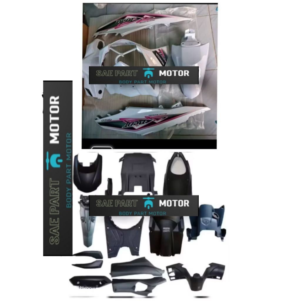 Body Halus Kasar Full Set Honda Beat Fi Putih Striping Pink Full Set Halus beat Fi 2013