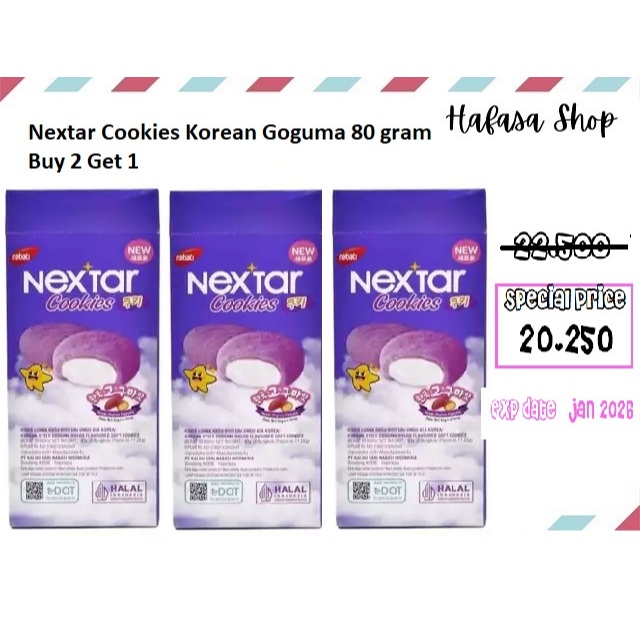 

Nextar Cookies Korean Goguma 80 gram Buy 2 Get 1