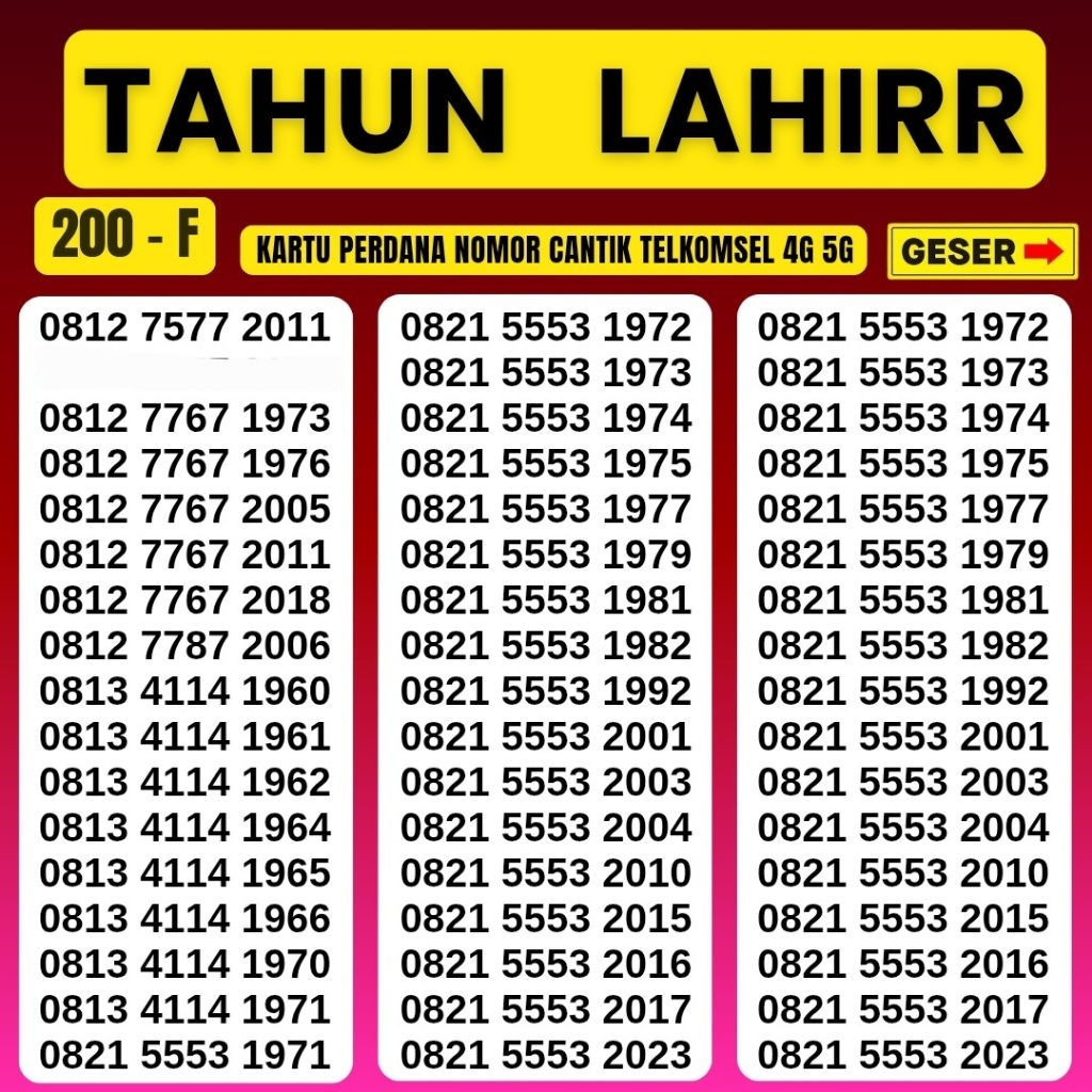 Nomor Cantik Simpati Telkomsel 4G 5G Kartu Perdana Telkomsel Simpati Nocan Simpati Nomer Cantik Telk