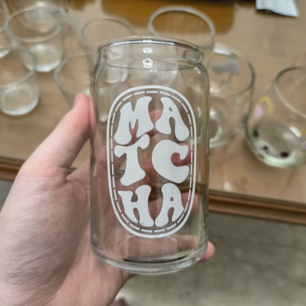 GELAS MATCHA KACA & GELAS KACA BENING TEBAK AESTHETIC ESTETIK KACA ASLI