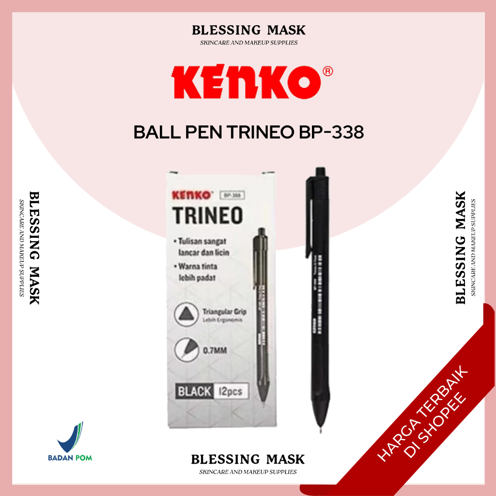 

KENKO TRINEO BALLPEN BP-388 HITAM 0.7mm | 1box : isi 12pcs | Pulpen Hitam