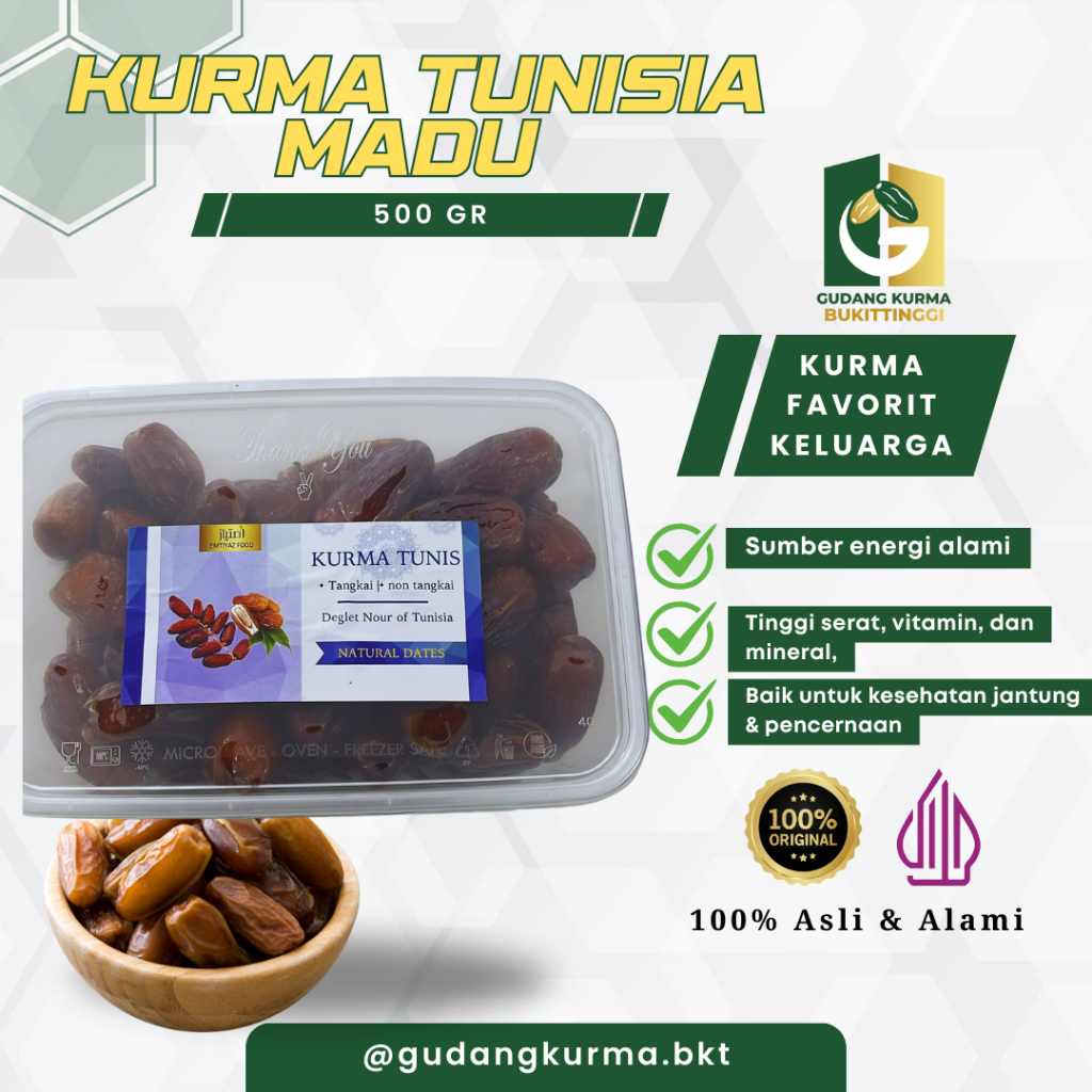 

Kurma Madu Tunisia Deglet Noor 500gr Non Tangkai | Kurma Premium Manis Bukittinggi