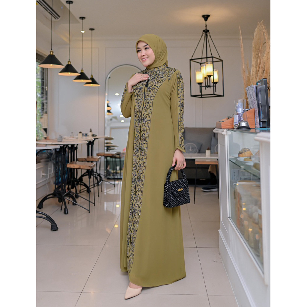 Elegant.era Gamis set hijab model terbaru kondangan Dress gamis cerutybabydoll premium fashion
