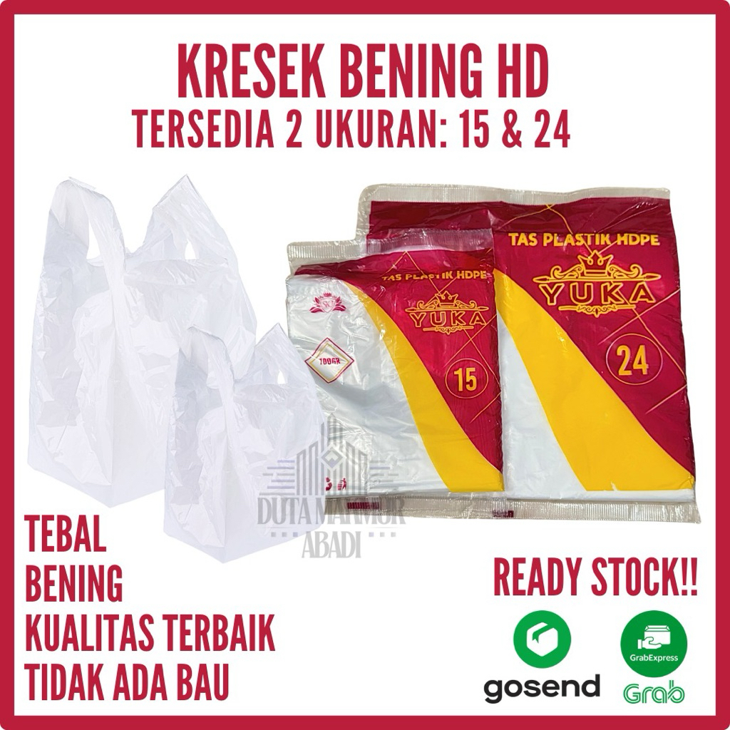 KANTONG PLASTIK HD KRESEK BENING 15 24 YUKA / KANTONG ASOY MURAH / KANTONG KRESEK TRANSPARAN TEBAL K