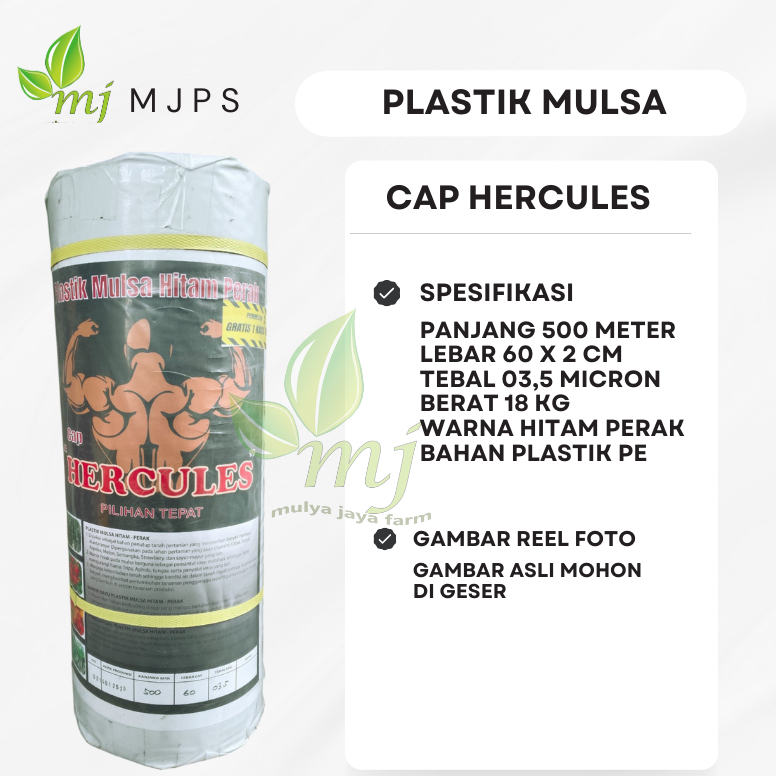 Plastik Pertanian Mulsa Hitam Perak HERCULES 500 mtr 18 kg Pelastik Penutup Bedengan Plastik Perkebu