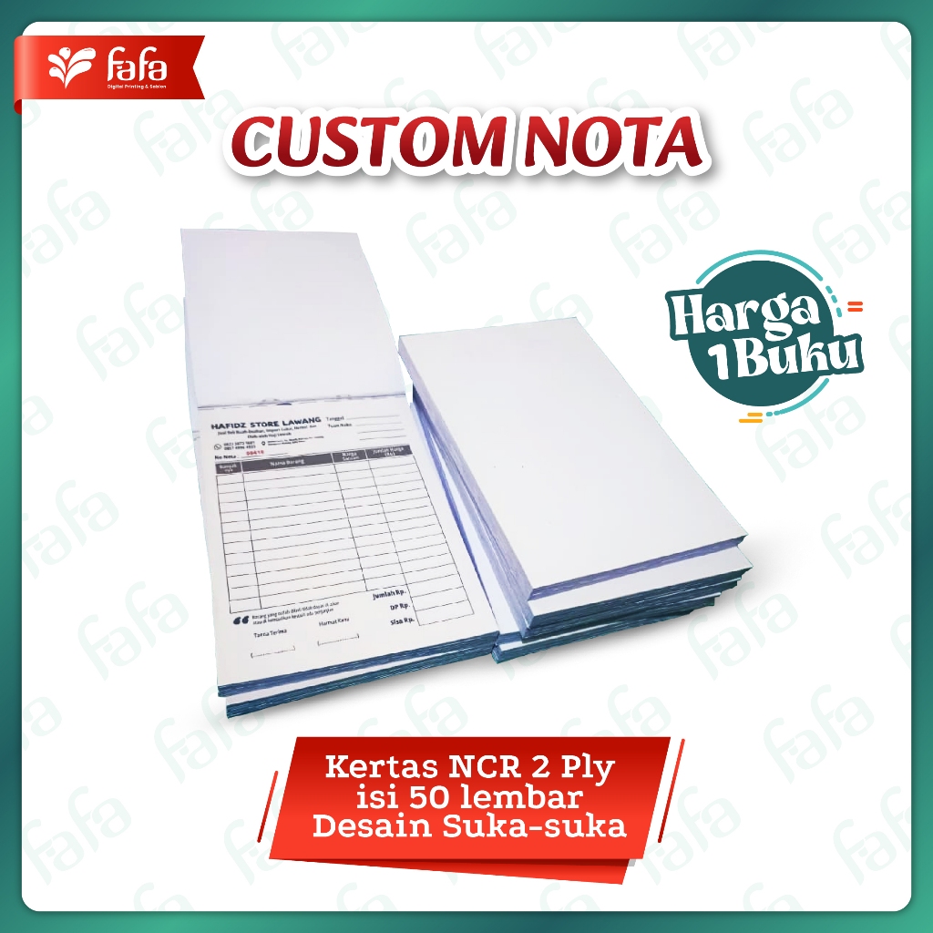 

Cetak nota desain suka-suka isi 50 lembar